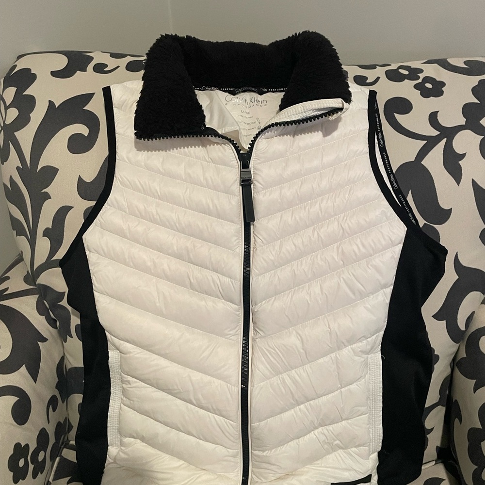 Calvin Klein Black and White Quilted Vest